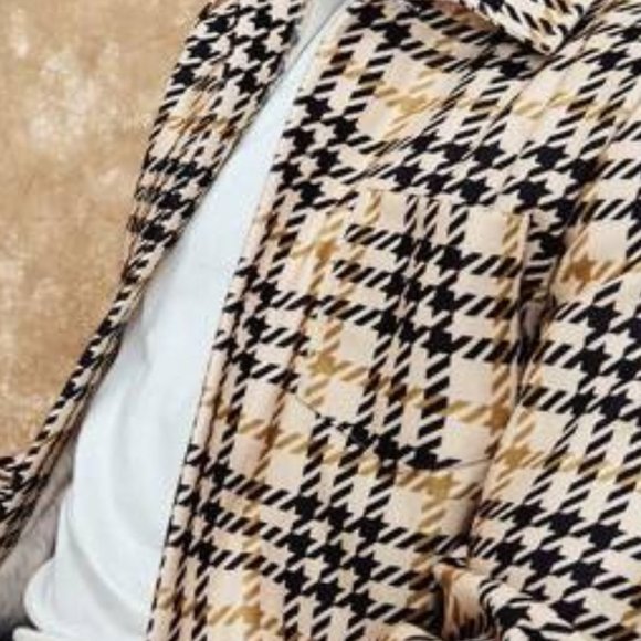 Guys Plaid Button Front Pocket Overcoat Shacket - Picture 3 of 5